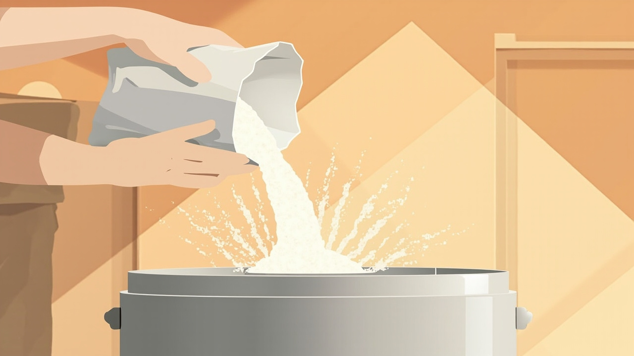 hands pouring white salt pellets from an open bag into a brine tank