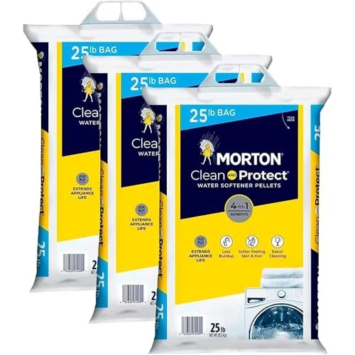 (3 Pack) Morton Clean and Protect Water Softener Salt, 25 lb Easy-Carry Bags