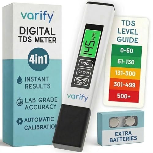 Instant 4-in-1 TDS Meter Digital Water Tester 0–9990 PPM, EC+Temp